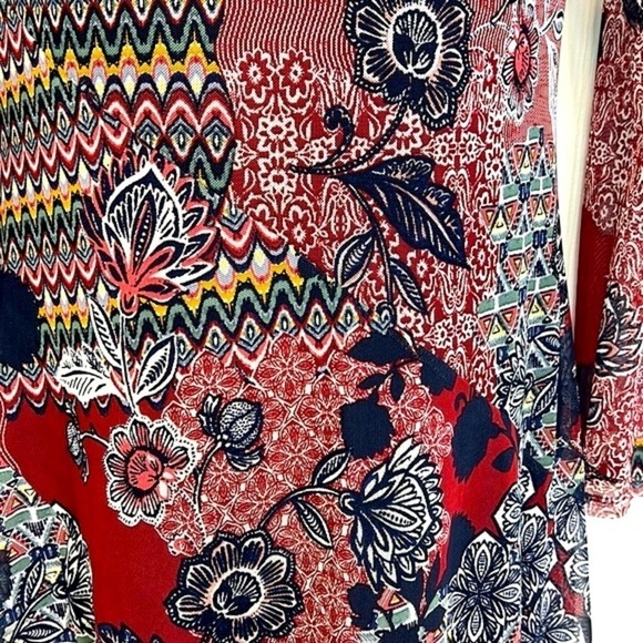 Enfocus Studio - Beautiful Printed Burgundy Floral Mesh Maxi Dress Size 8 - Picture 4 of 11